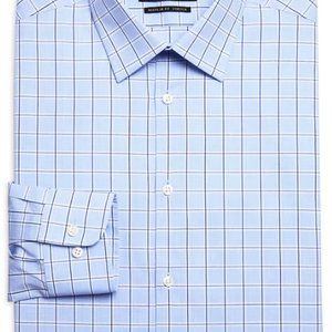 NEVER WORN BLOOMINGDALE’S Men’s Stretch Convertible Cuff Regular Fit Dress Shirt